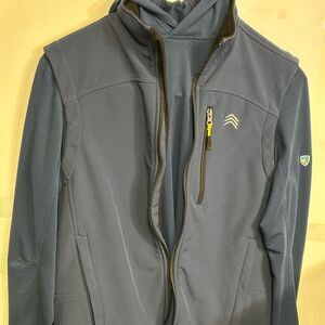 Blue Performance Jacket with Technical Fabric and Hood